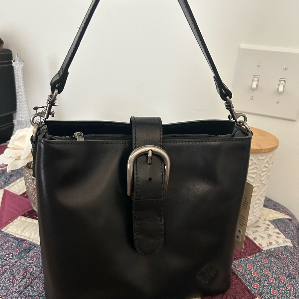 CLOSET CLEARANCE - NWT Patricia Nash Black Leather with Crossbody Strap.